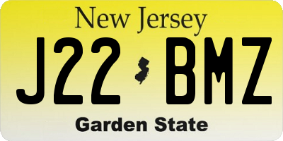 NJ license plate J22BMZ