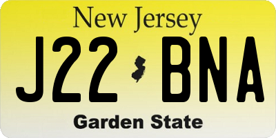 NJ license plate J22BNA