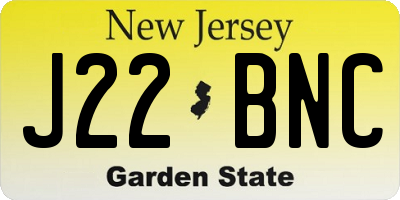 NJ license plate J22BNC