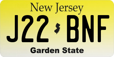 NJ license plate J22BNF