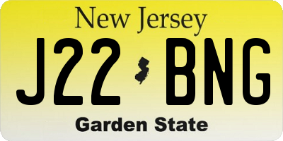 NJ license plate J22BNG
