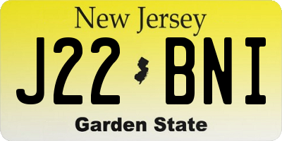 NJ license plate J22BNI