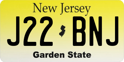 NJ license plate J22BNJ