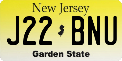 NJ license plate J22BNU