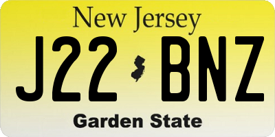NJ license plate J22BNZ