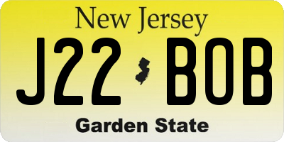 NJ license plate J22BOB