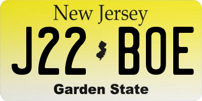 NJ license plate J22BOE