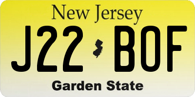 NJ license plate J22BOF