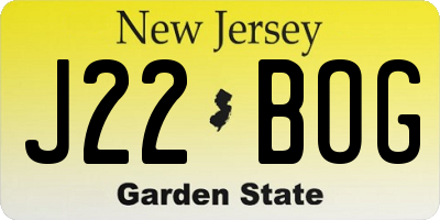 NJ license plate J22BOG