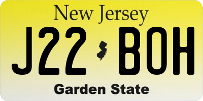 NJ license plate J22BOH