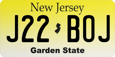 NJ license plate J22BOJ