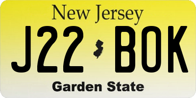NJ license plate J22BOK