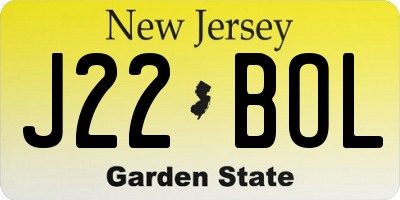 NJ license plate J22BOL