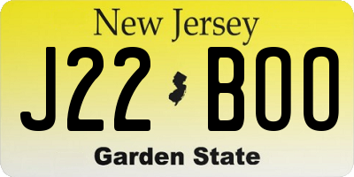 NJ license plate J22BOO