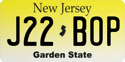 NJ license plate J22BOP