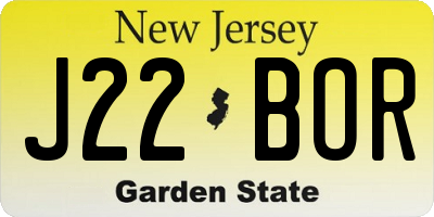 NJ license plate J22BOR