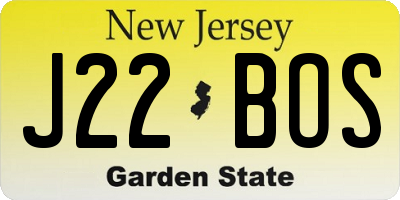 NJ license plate J22BOS