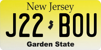 NJ license plate J22BOU