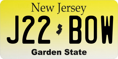 NJ license plate J22BOW