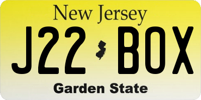 NJ license plate J22BOX