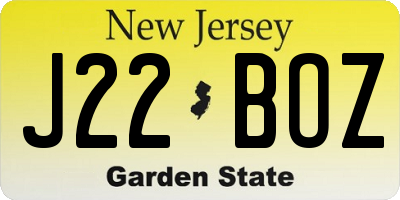 NJ license plate J22BOZ