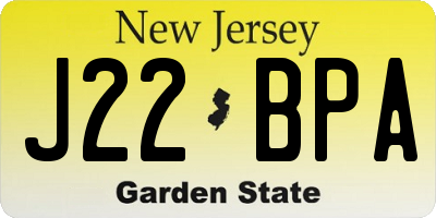 NJ license plate J22BPA