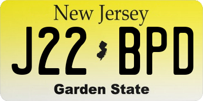 NJ license plate J22BPD