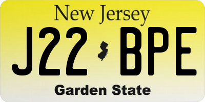 NJ license plate J22BPE