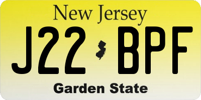 NJ license plate J22BPF