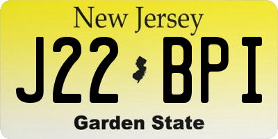 NJ license plate J22BPI