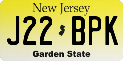 NJ license plate J22BPK