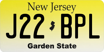 NJ license plate J22BPL