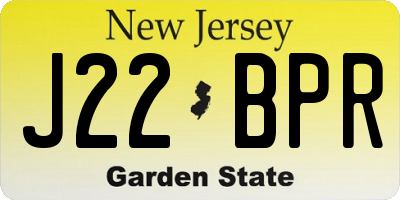 NJ license plate J22BPR