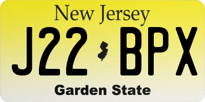 NJ license plate J22BPX
