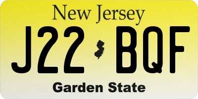 NJ license plate J22BQF