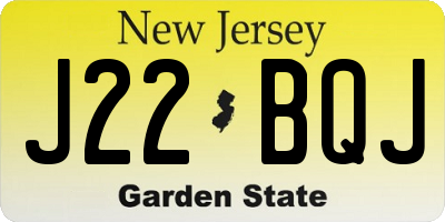 NJ license plate J22BQJ