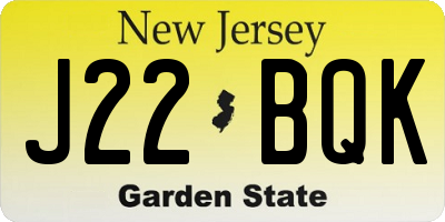 NJ license plate J22BQK