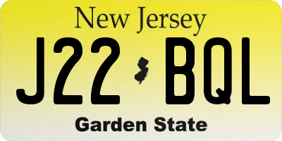 NJ license plate J22BQL