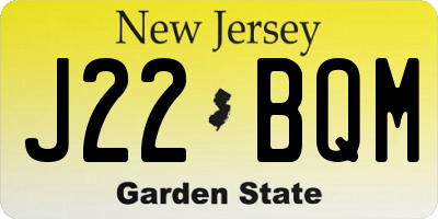 NJ license plate J22BQM