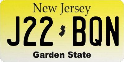NJ license plate J22BQN