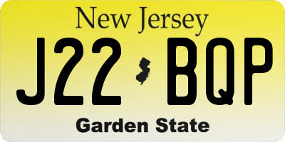 NJ license plate J22BQP