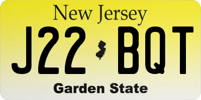 NJ license plate J22BQT