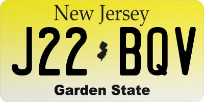 NJ license plate J22BQV