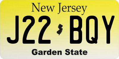 NJ license plate J22BQY