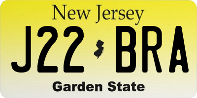 NJ license plate J22BRA