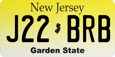 NJ license plate J22BRB