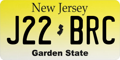 NJ license plate J22BRC