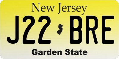 NJ license plate J22BRE
