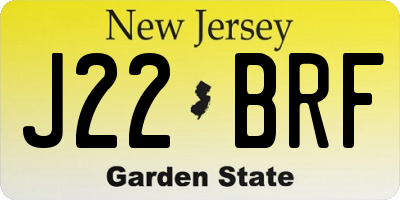 NJ license plate J22BRF