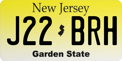 NJ license plate J22BRH